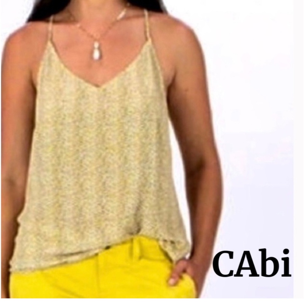 Cabi Yellow/Gold Impression Racerback Tank Size Small Semi-Sheer